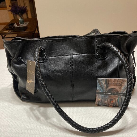 Patricia Nash Authenticated DiscoveryLine Black Leather Sirena Shoulder/Satchel - Picture 1 of 16
